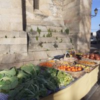 Puesto de verdura ecológica en el mercadillo de Valencia de Alcántara